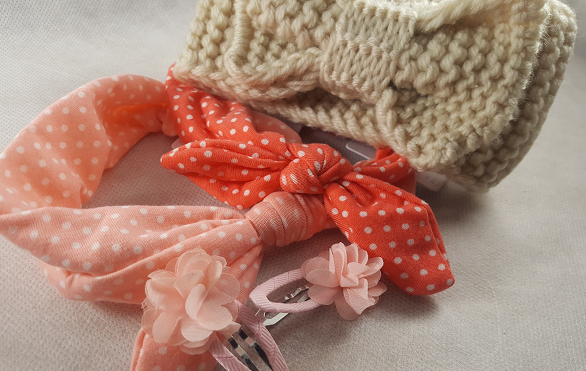 Coffret bebe fille peche et nude accessoires cheveux