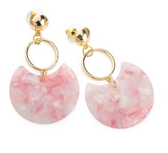 Boucles d oreille or effet marbre rose