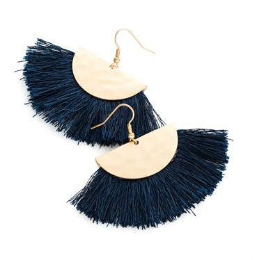 Boucles d oreilles a pampilles bleu nuit