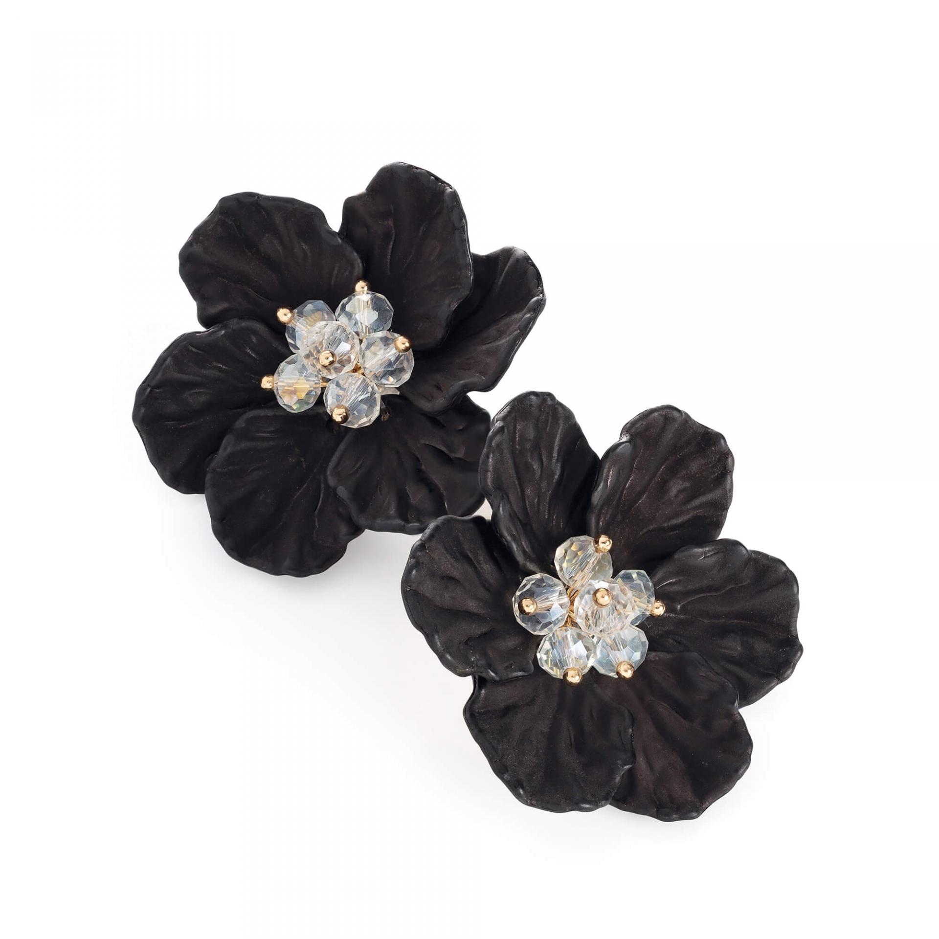 Boucles d oreilles design en forme de fleur noire image 2019