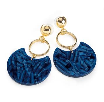 Boucles d oreilles dorees avec pendentif marbre bleu