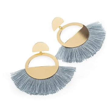 Boucles d oreilles eventail gris bleute