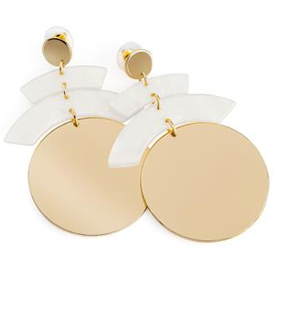 Boucles d oreilles or et marbre blanc