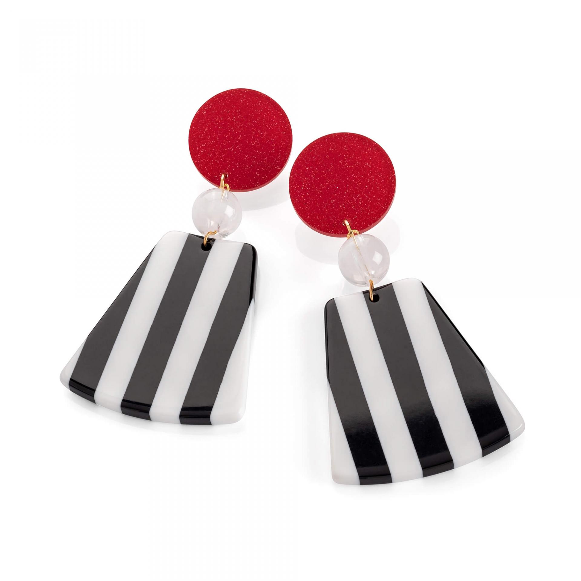 Boucles d oreilles pendante noir rouge et blanche image 2019