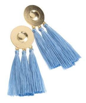 Boucles d oreilles pompon bleu