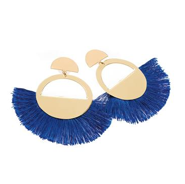 Boucles doreilles a franges bleu roi