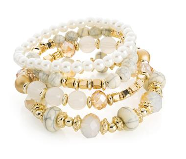 Bracelet de perles blanc et or