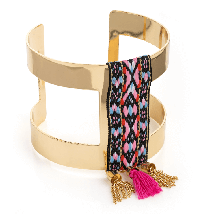 Bracelet fantaisie large avec pompons image 2019