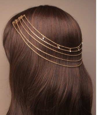 Chaine de cheveux dore avec diamand 1