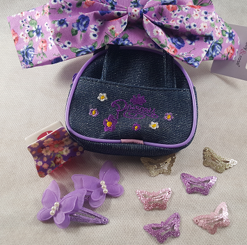 Coffret fille fleurs et papillons violet les accessoires de mode