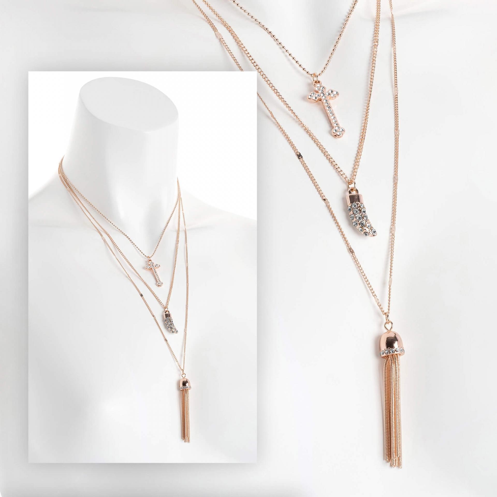 Collier multi rangs a pompon or rose image 2019