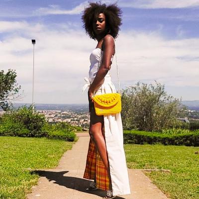 Sac à main jaune - tissu intérieur mardas - créoles