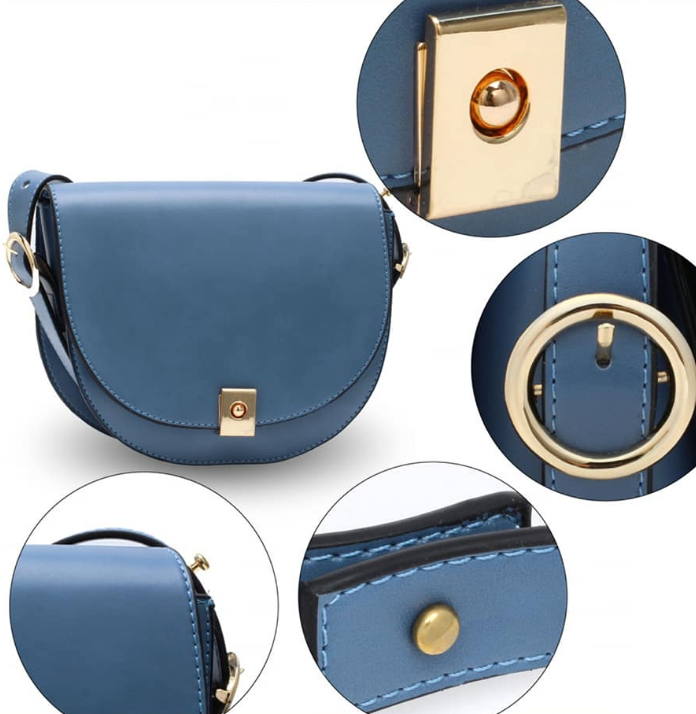 Sac a main demi lune bleu