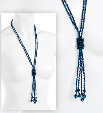 Sautoir avec perles bleu