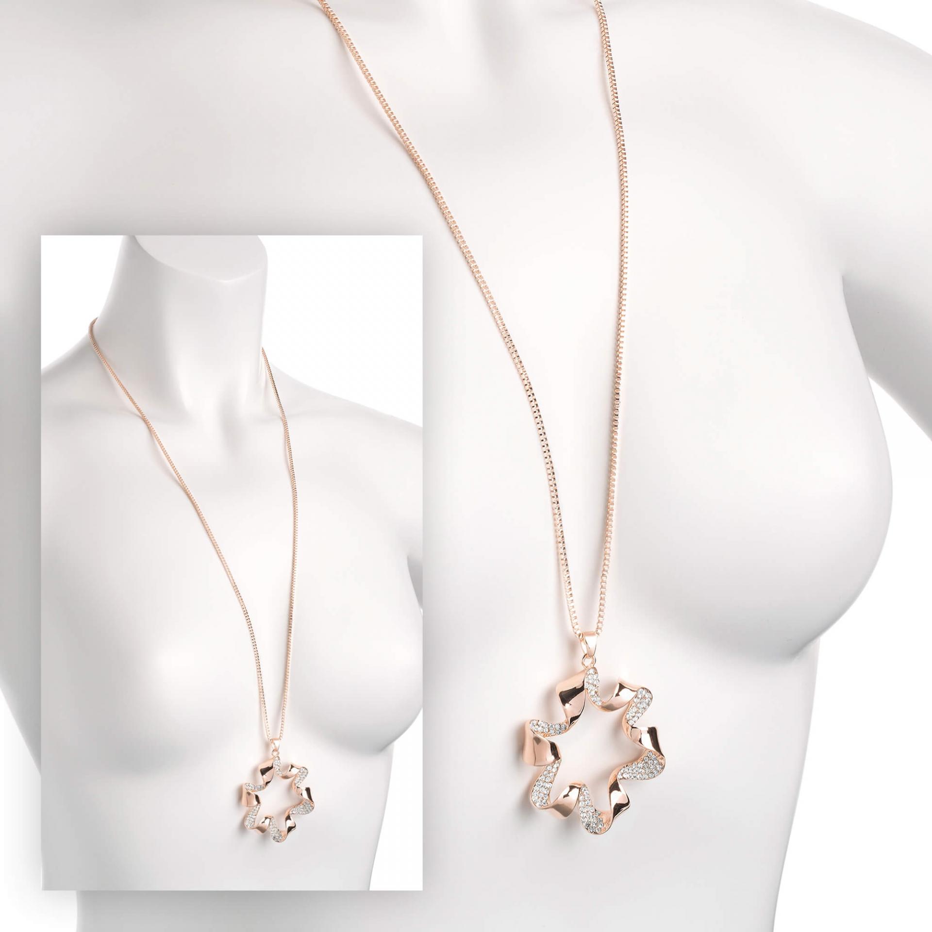 Sautoir chaine pendentif or rose fleur image 2019