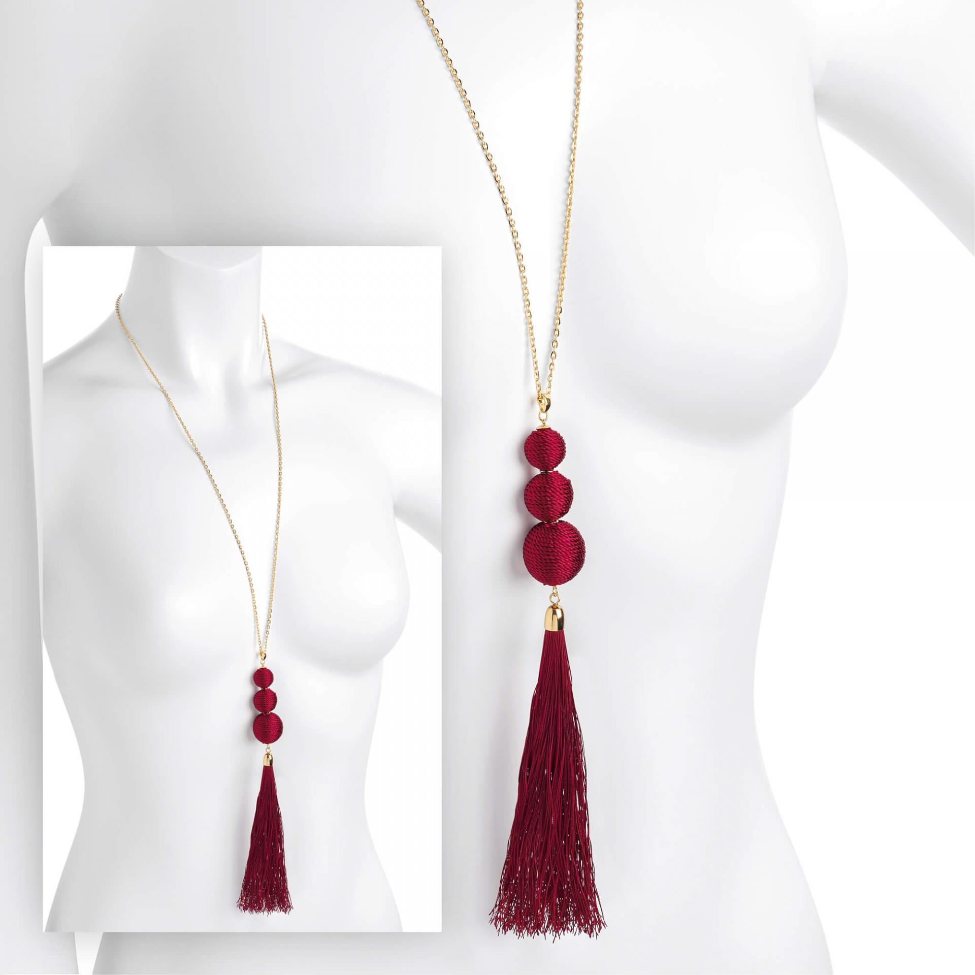 Sautoir fantaisie bordeaux pour femme image 2019