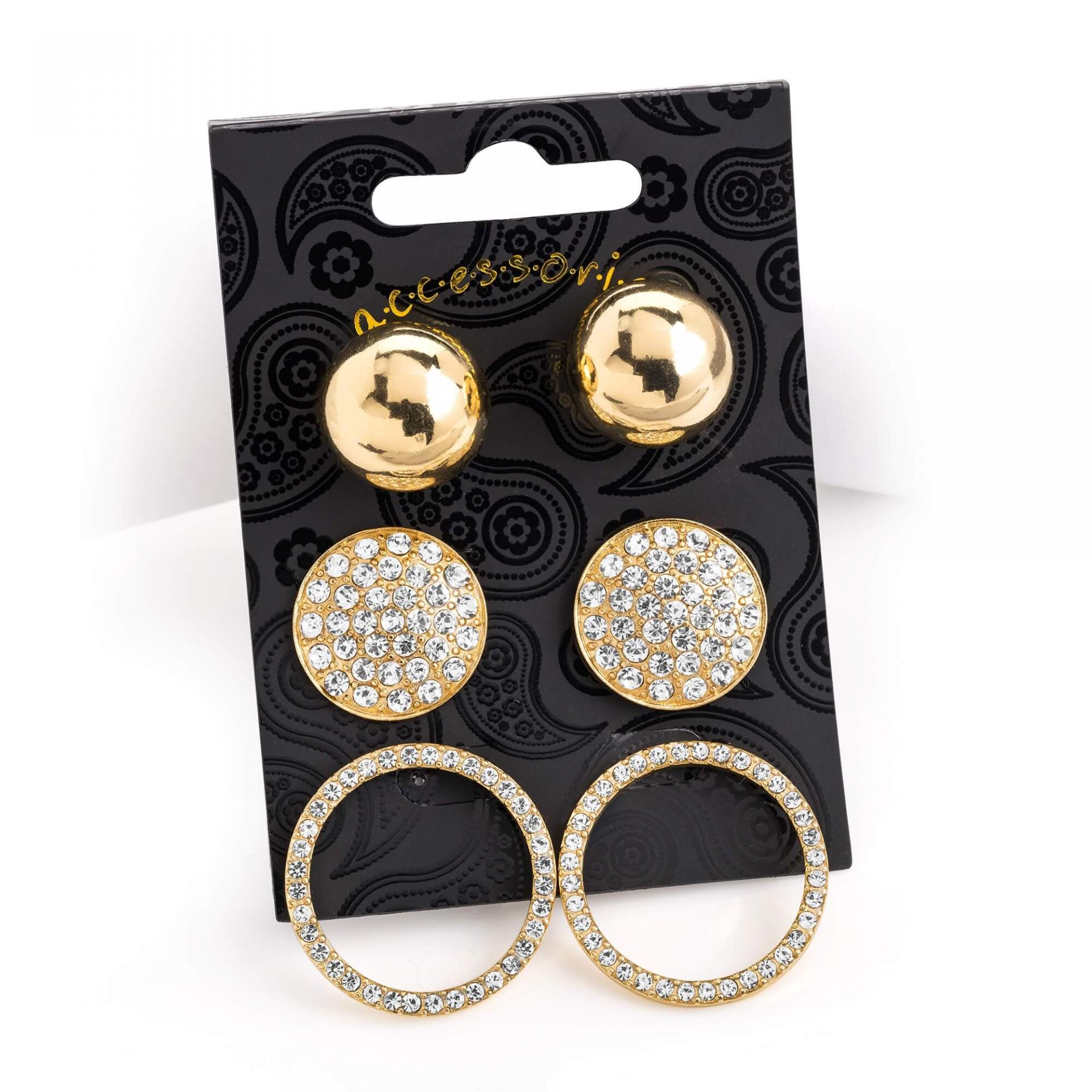 Set de boucles d oreilles rondes en metal dore image 2019