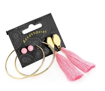 Set de boucles d oreilles rose et or