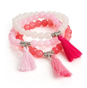 Trio de bracelet a pompon rose